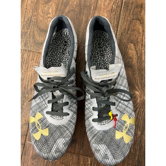Unisex Under Armour HOVR Shakedown Track Shoes Gray w Gold Spikes & Logo M7.5 W9 - Picture 4 of 10